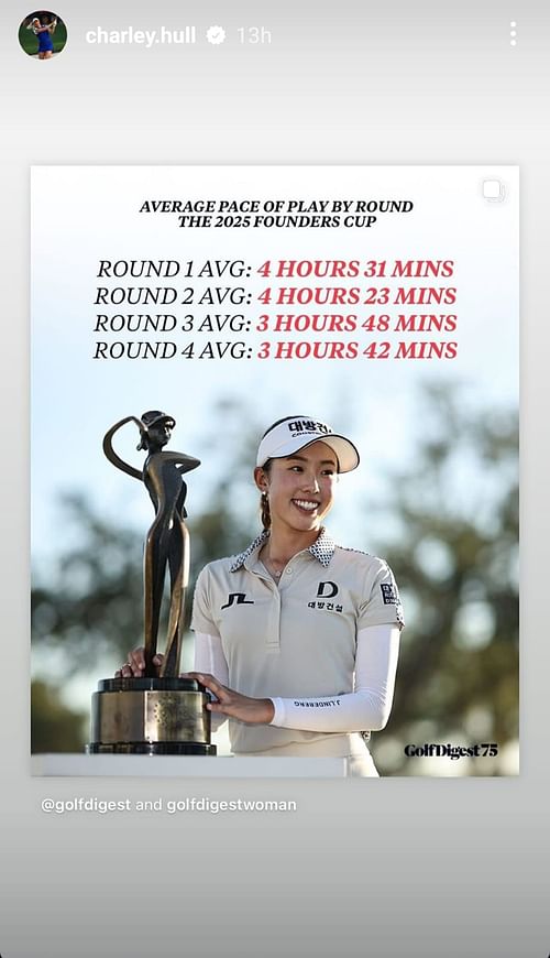 Still from Charley Hull's Instagram story/