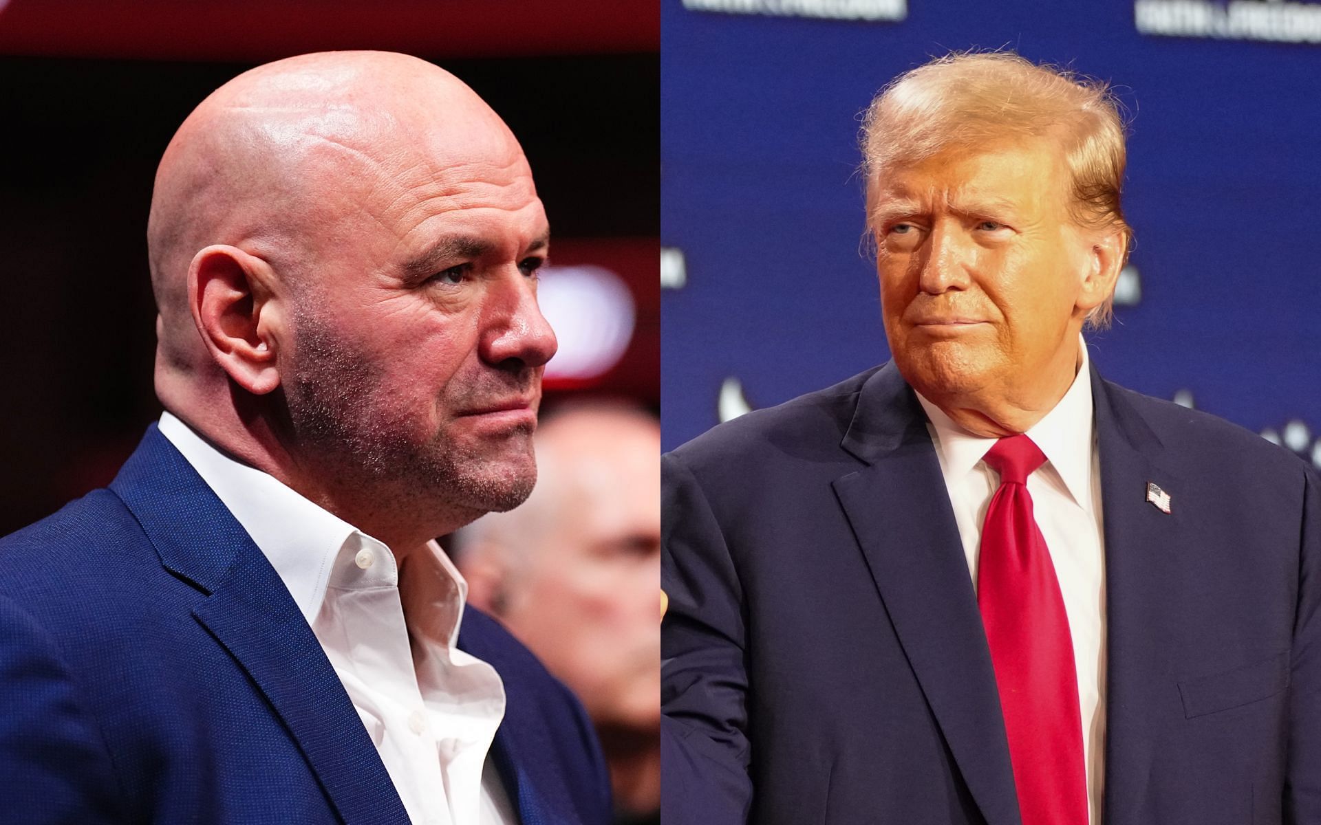 Dana White (left) talks questioning Donald Trump