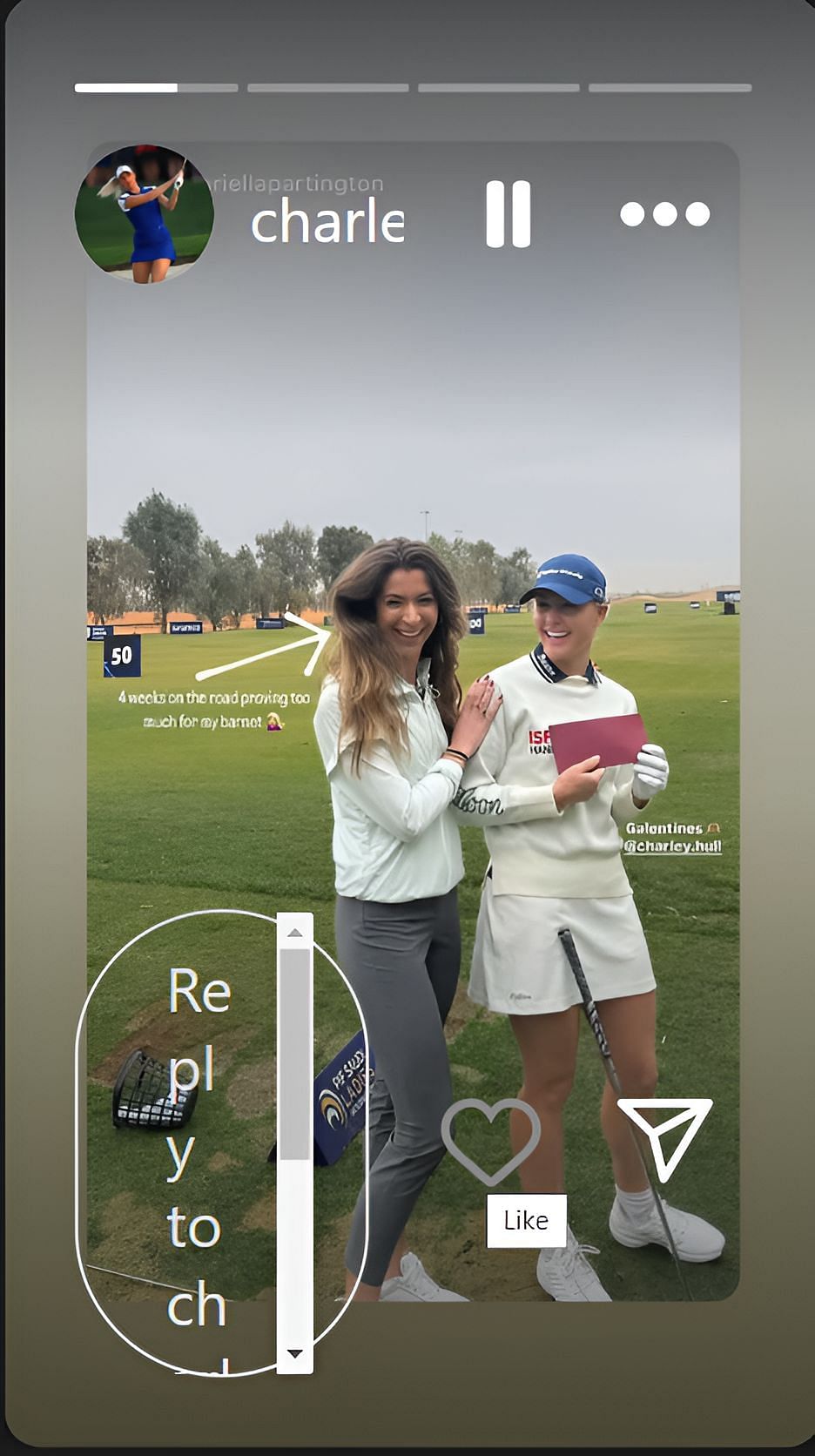 Charley Hull&#039;s Instagram story