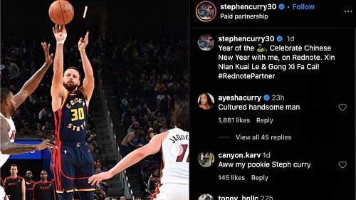 Ayesha Curry's comment on Steph Curry's post [Credits: IG/@stephencurry30]