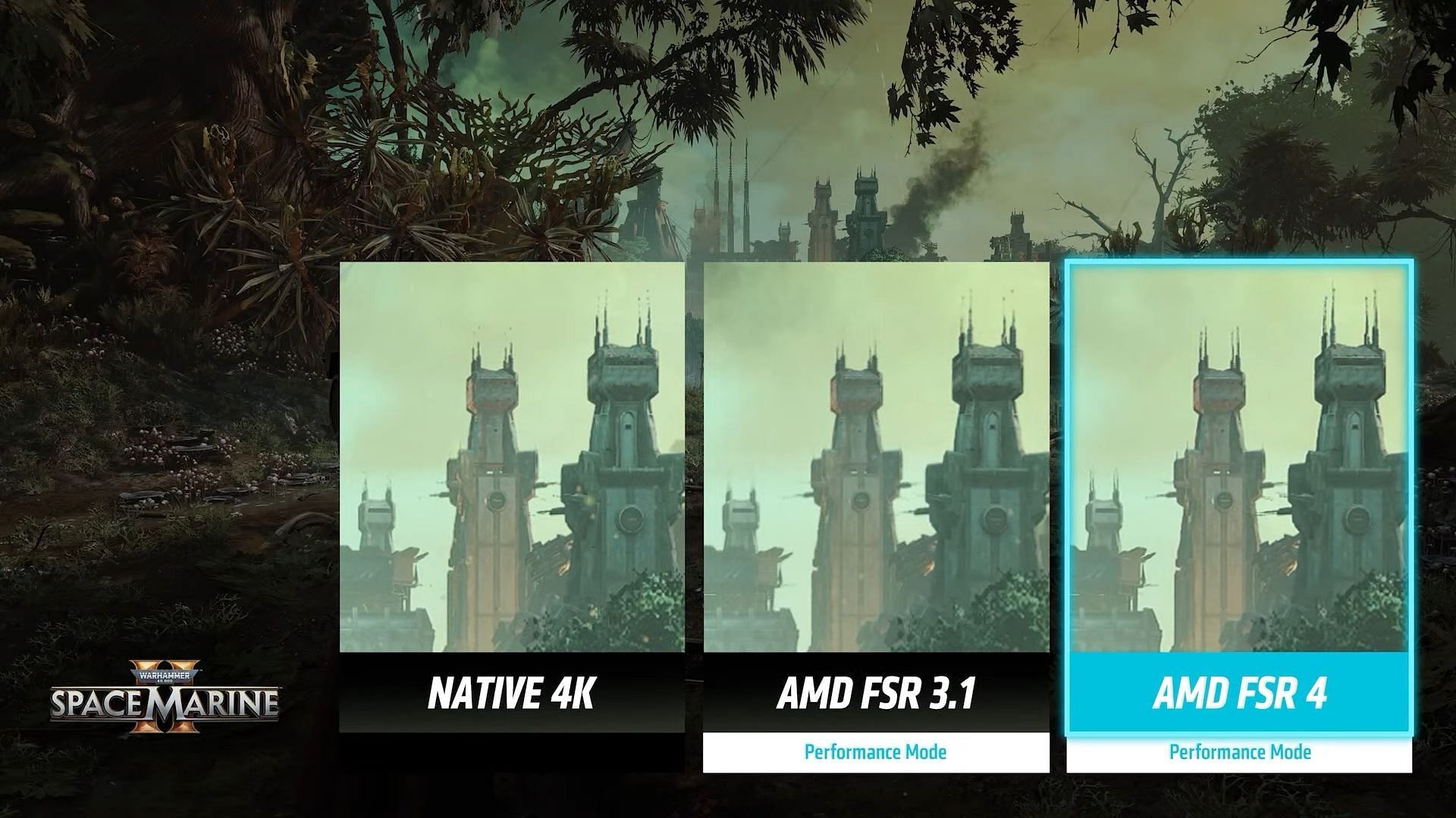 AMD FSR 4 compared to FSR 3.1 and native 4K (Image via AMD)