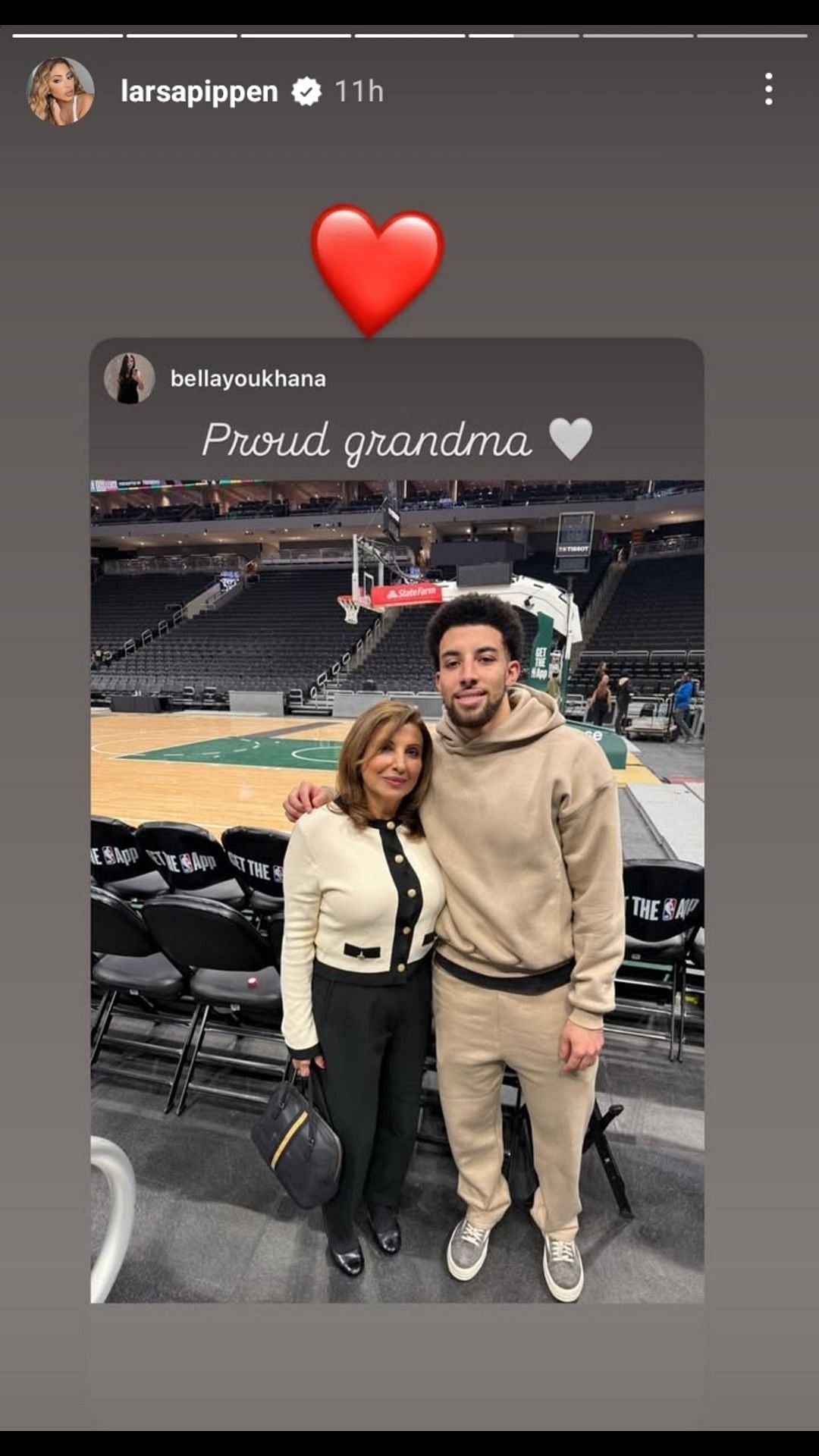 Scotty Pippen Jr. reconnects with his grandmother. Image source: IG.com/@larsapippen