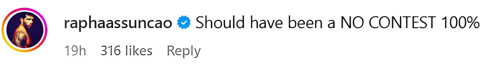 Rapahel Assuncao&#039;s comment on Henry Cejudo&#039;s Instagram post. [Screenshot courtesy: @henry_cejudo on Instagram]