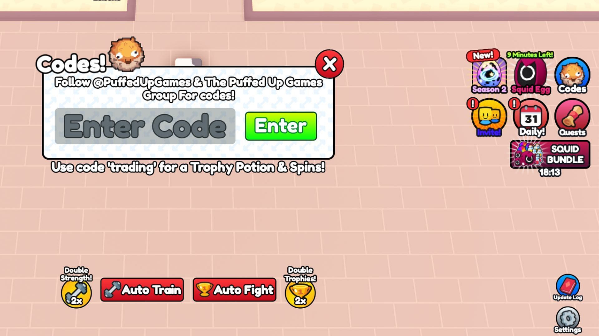 Redeem codes in Pull The Rope (Image via Roblox)