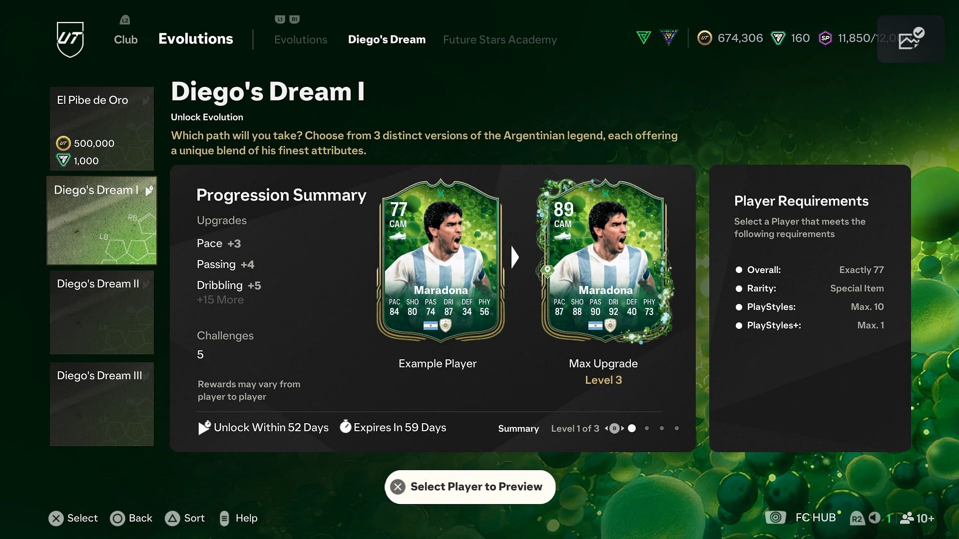 There are three versions of Diego&#039;s Dream (Image via EA Sports)