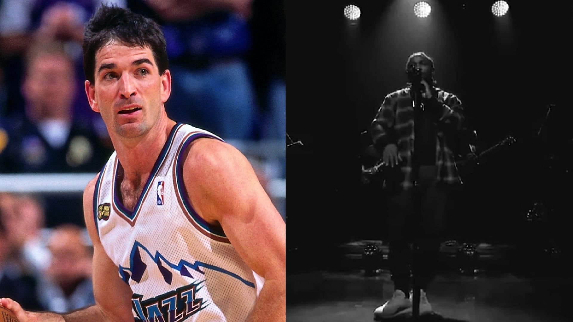 An image of John Stockton and Kendrick Lamar side by side