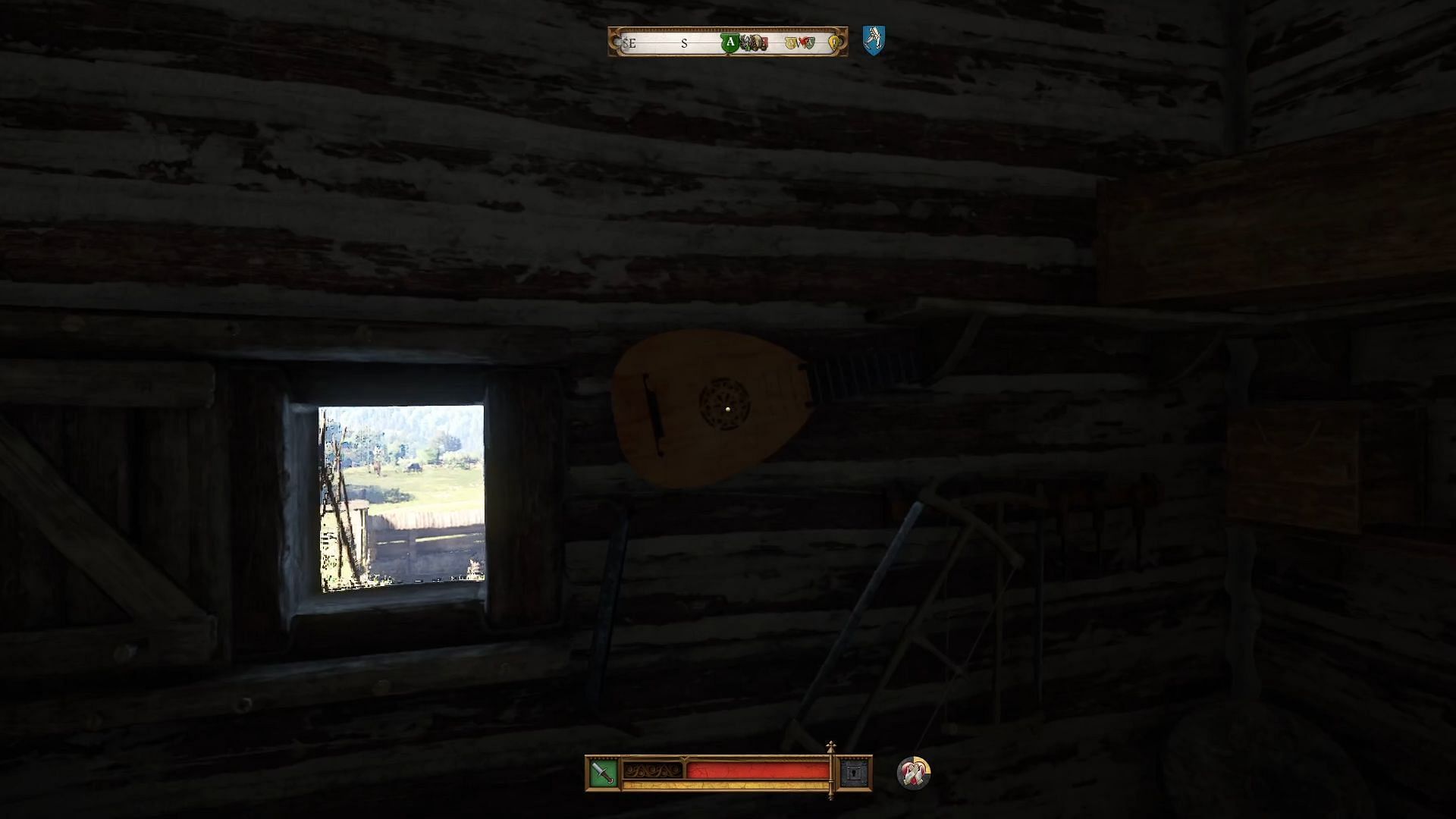 Sneak into the carpenter&#039;s workshop and steal the lute (Image via Deep Silver)