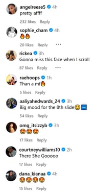 WNBA players react to DiJonai Carrington's IG post. (Photo: @dijonai__ on IG)