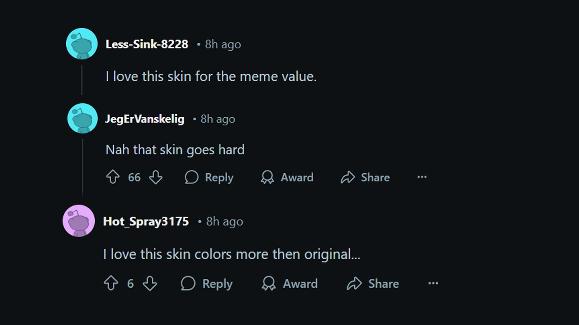 Comments supporting the new Captain America skin (Image via Reddit || r/MarvelRivals)