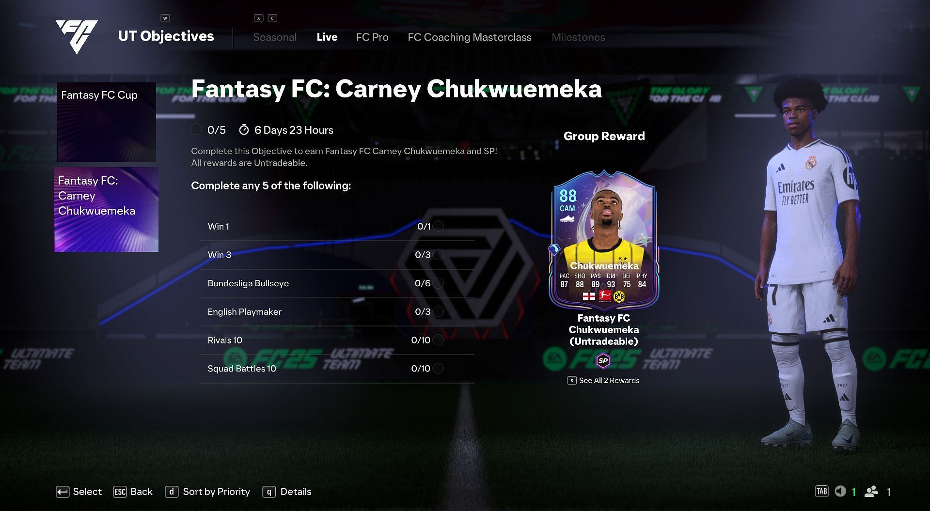 Carney Chukwuemeka Fantasy FC objective (Image via Sportskeeda Gaming/EA Sports)