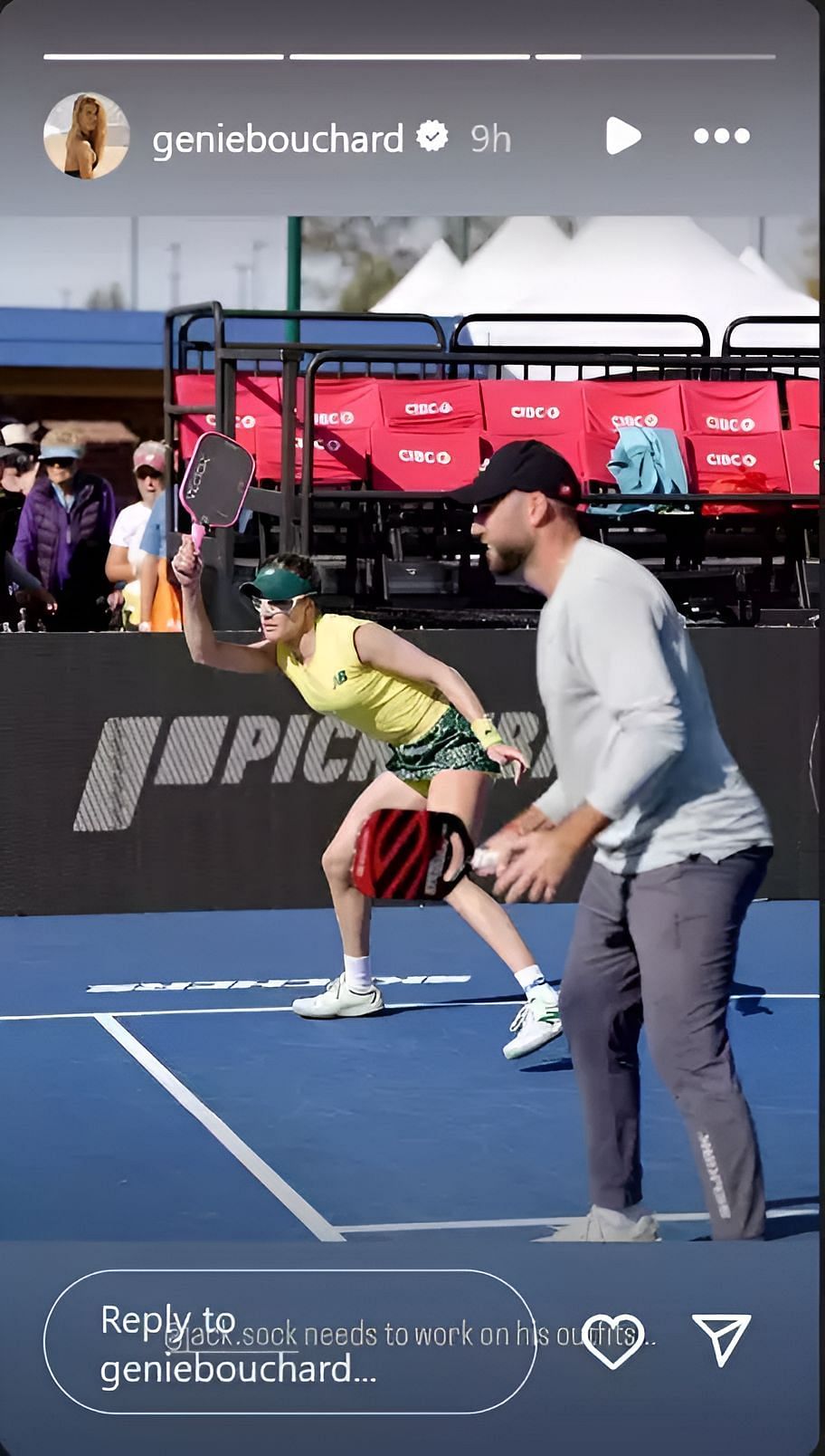 Eugenie Bouchard&#039;s story on Jack Sock - Source: via @geniebouchard on Instagram