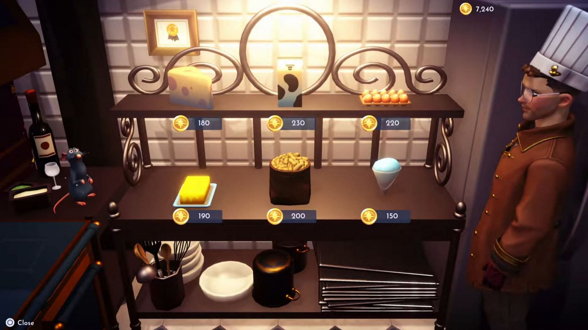 Three of the ingredients can be purchased from Chez Remy (Image via Gameloft)