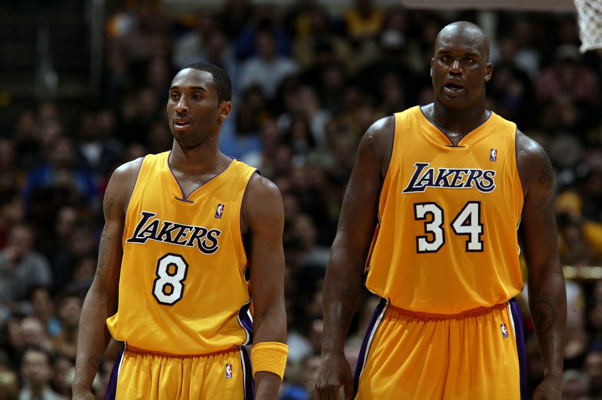 Los Angeles Lakers Kobe Bryant and Shaquille O