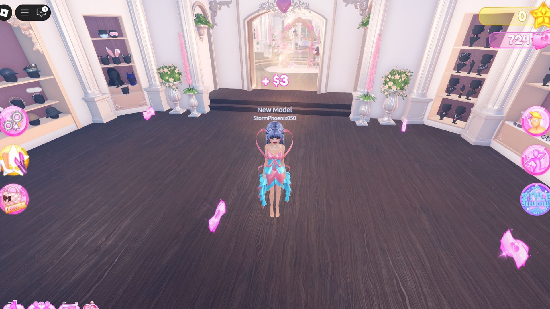 You can collect the bills from the floor (Image via Roblox)