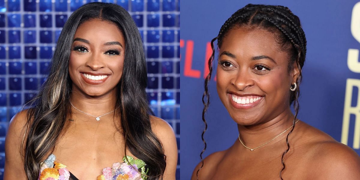 Simone Biles and Adria Biles were adopted by their grandparents in 2001. (Images by Getty)