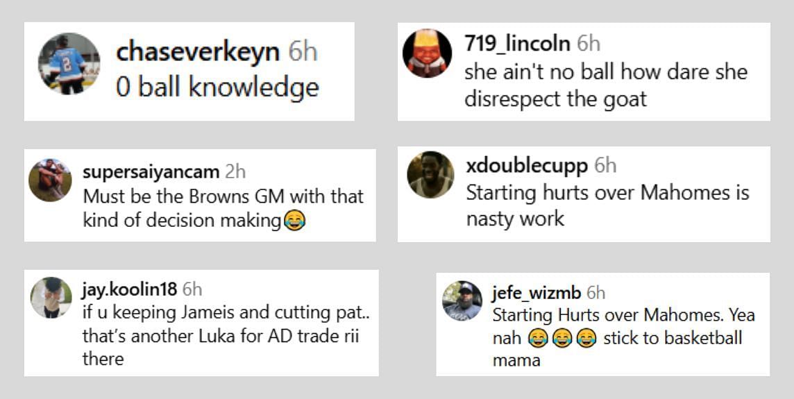 Fans react to Reese&#039;s snub of Patrick Mahomes (Image: @nflonfox IG)