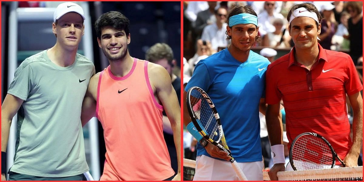 Jannik Sinner and Carlos Alcaraz; Rafael Nadal and Roger Federer - Source: Getty