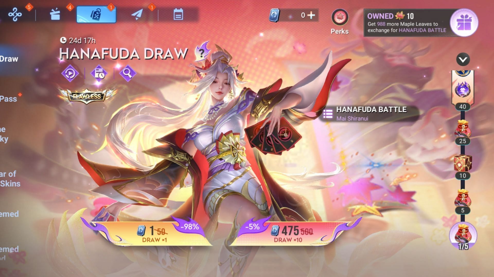 Play the Hanafuda Draw wish event to get the skin (Image via Level Infinite)