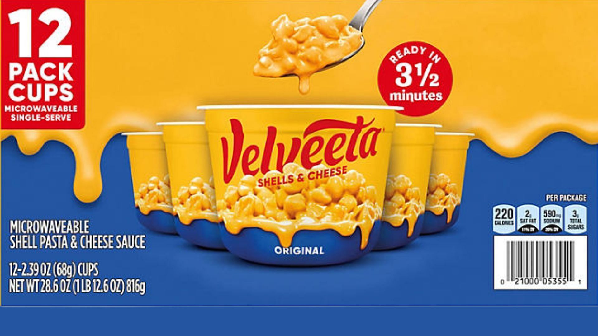 Shells and Cheese Original Microwavable Sauce Cups by Velveeta (Image credits: samclub.com)