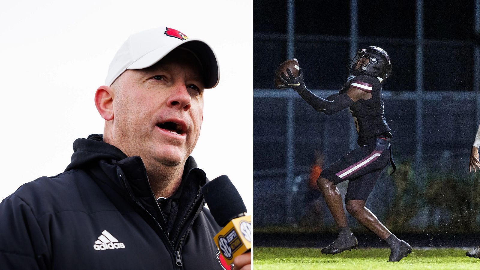 Louisville coach Jeff Brohm is adding 2025 talent, including WR Kamare Williams to his roster. (Photo Credits: IMAGN)