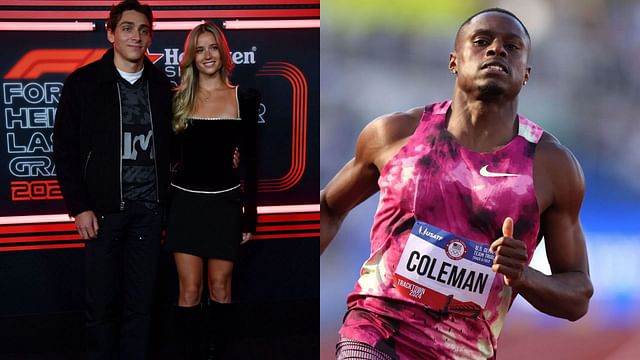 Mondo Duplantis with Desir&eacute; Inglander (left), Christian Coleman (right)/ Source: Getty