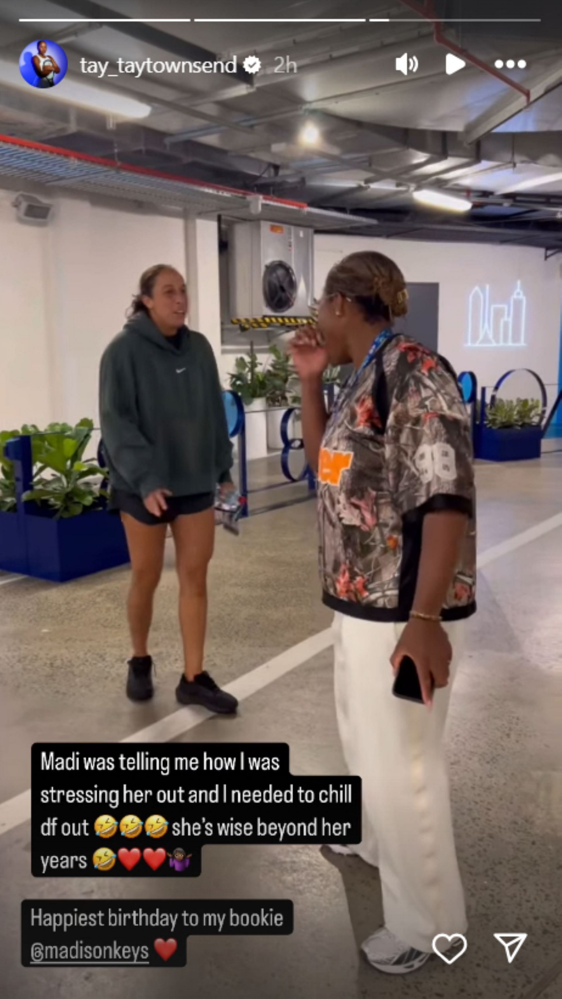 Taylor Townsend wished Madison Keys a birthday; Instagram - @tay_townsend