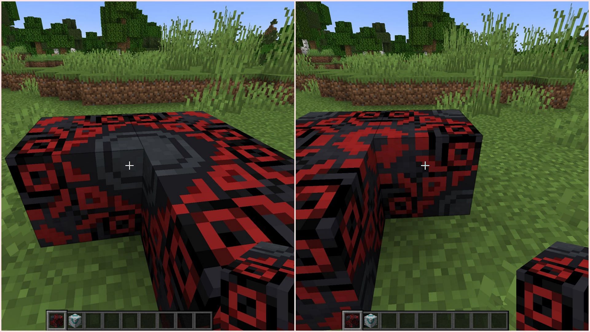 Each glazed terracotta block can be placed in two angles to create two different patterns (Image via Sportskeeda Gaming/Mojang Studios)