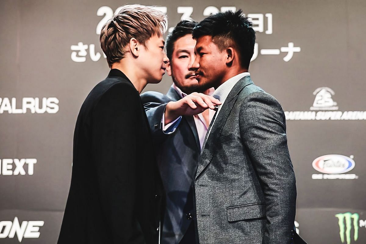 Takeru (L) faces off against Rodtang | Photo by ONE Championship