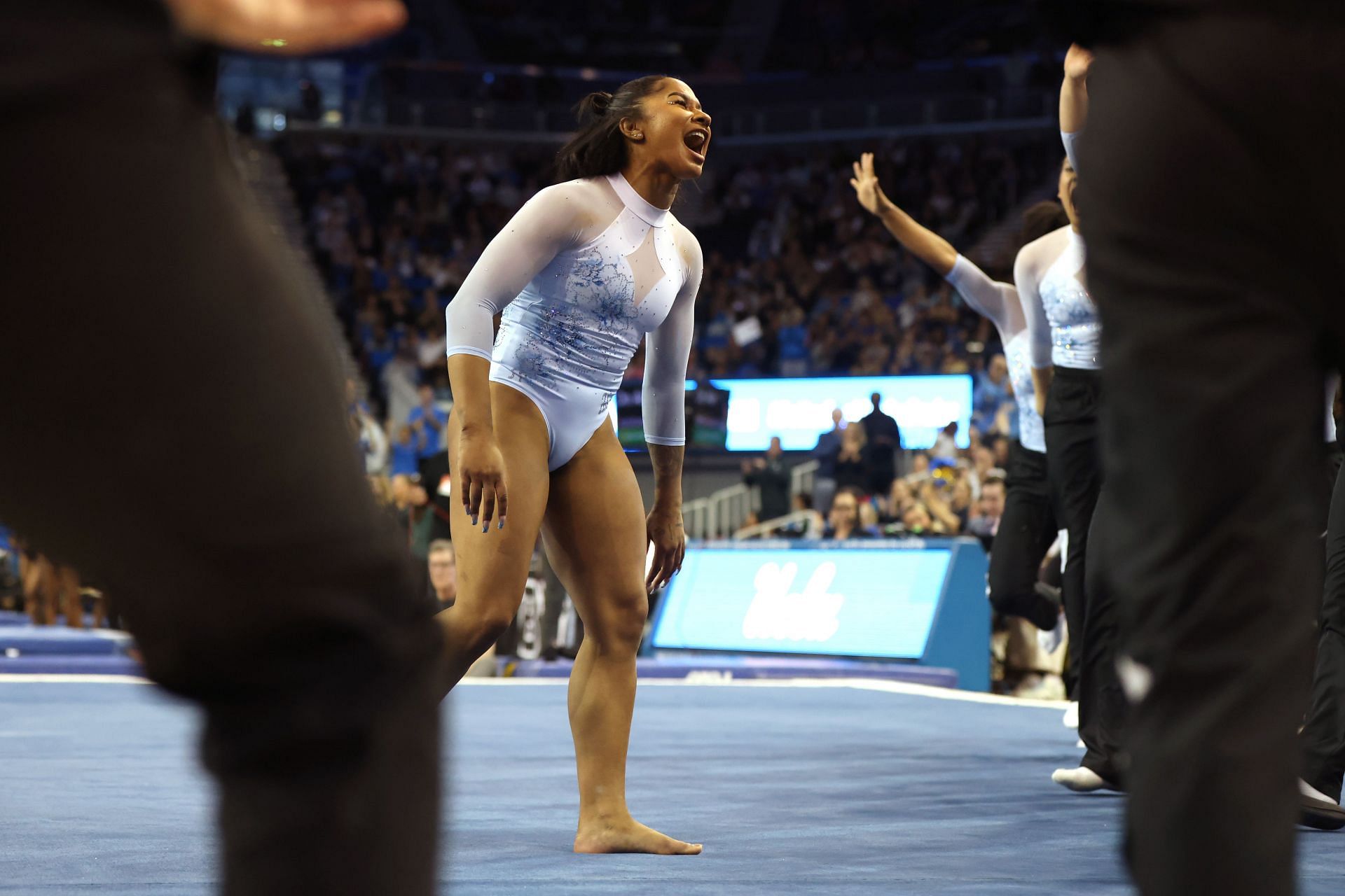 Jordan Chiles in action at the Michigan State v UCLA meet (Image Source: Getty)