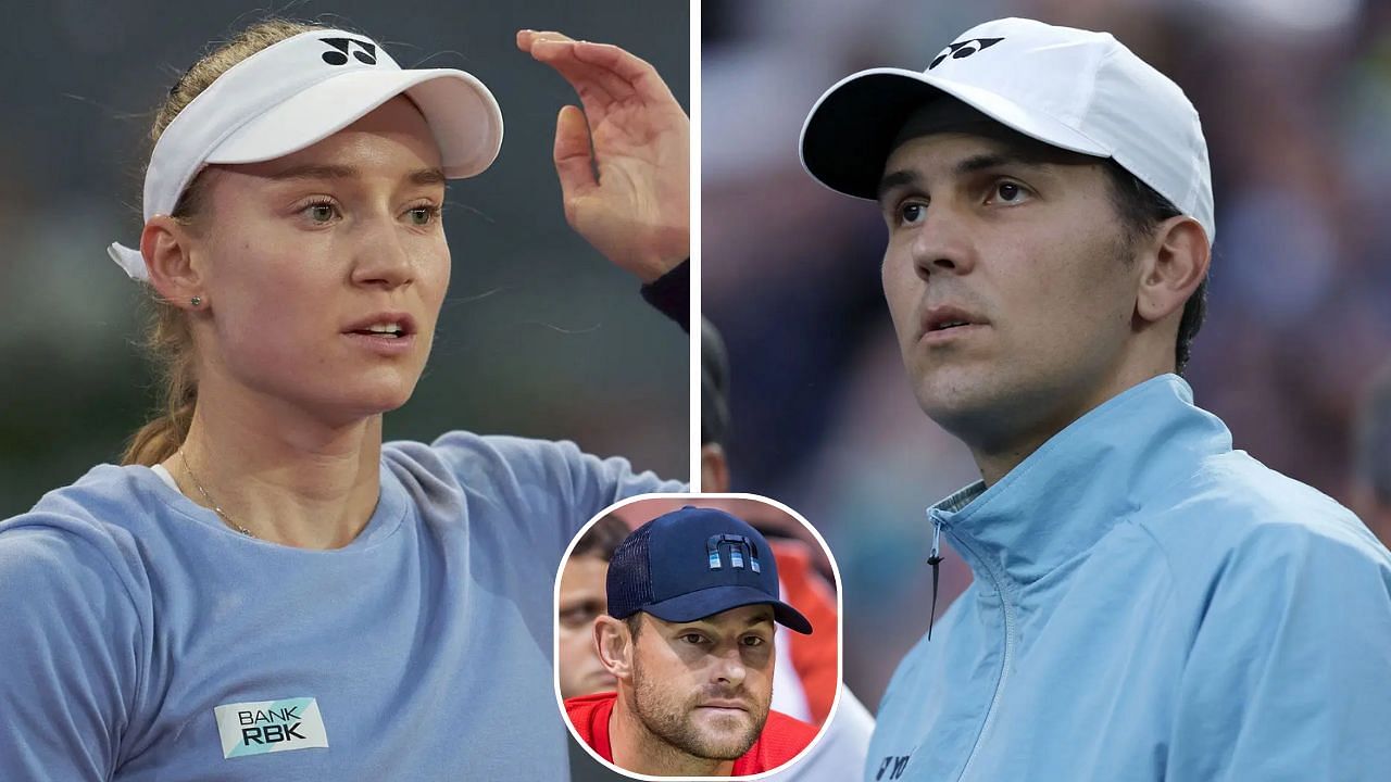 Elena Rybakina(L), Stefano Vukov and Andy Roddick (Inset) | Image Source: Getty