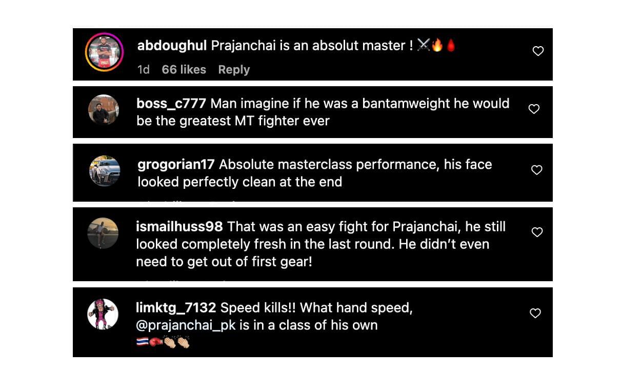 Screenshot of fans&#039; comments. [ONE Championship/Instagram]