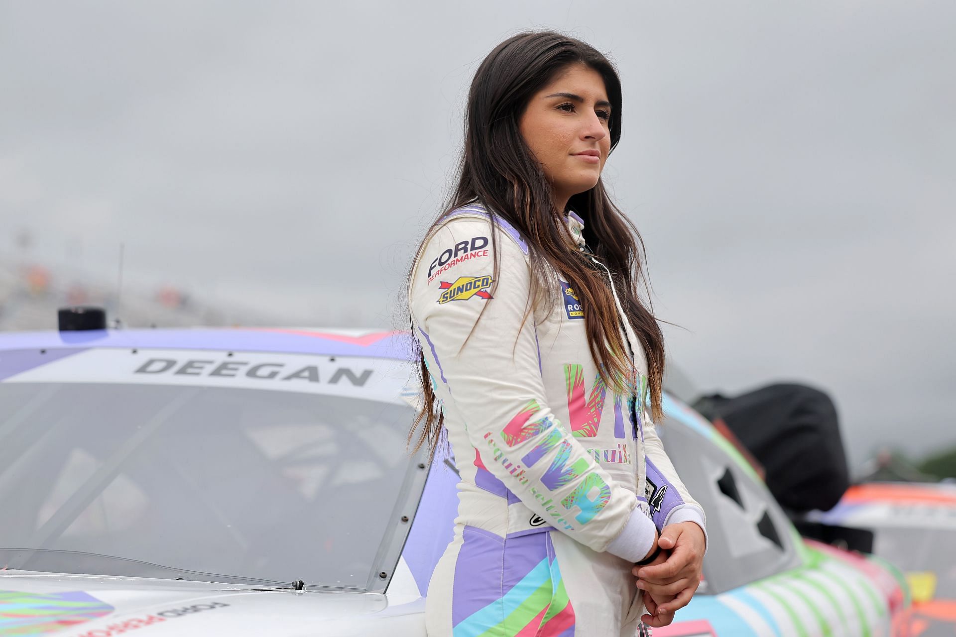 Hailie Deegan looks on prior to the NASCAR Xfinity Series SciAps 200 at New Hampshire Motor Speedway - Source: Getty