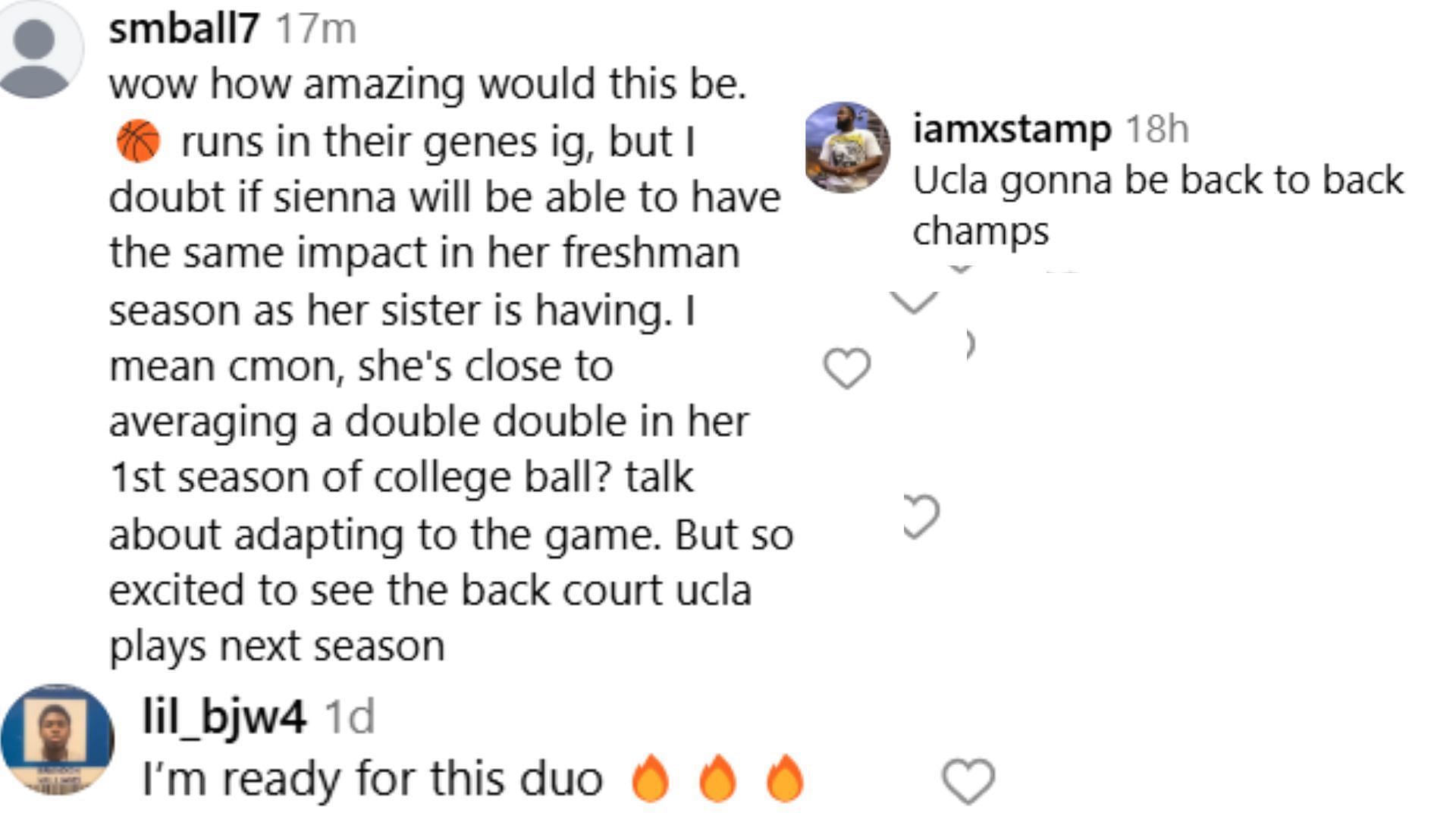 Hoops fans react to sisters Sienna Betts &amp; UCLA star Lauren Betts forming a duo next year at the Bruins.