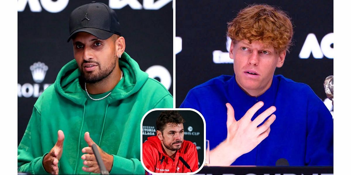 Nick Kyrgios (L), Stan Wawrinka (inset) and Jannik Sinner (R) (Image Source: Getty)