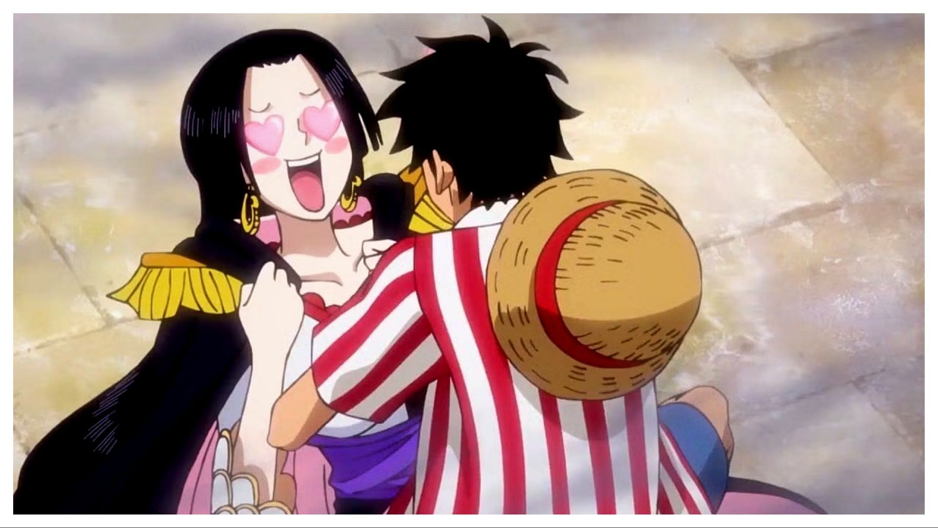 Boa Hancock melting at the sight of Luffy (Image via TOEI)