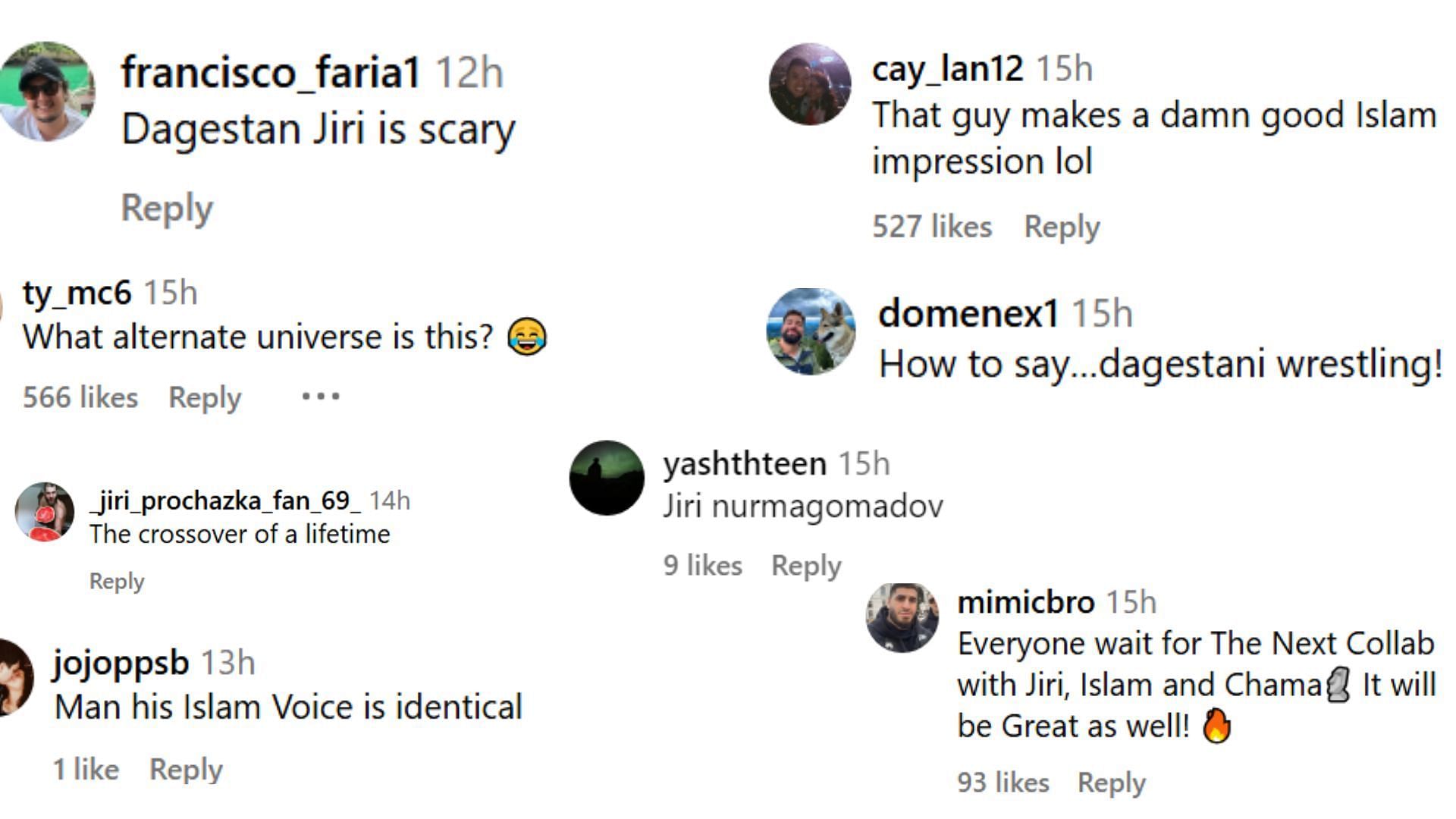 Fan comments [Courtesy of SloppyMMA and Mimic Bro on Instagram]