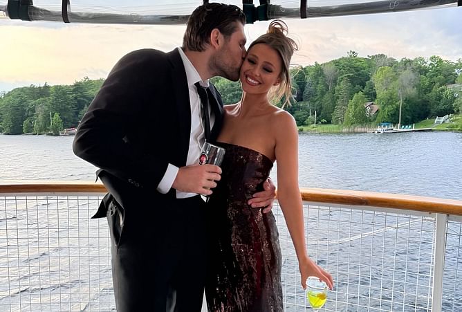 Leon Draisaitl and fiancee Celeste Desjardins enjoy Valentine's Day breakfast in Zurich during 4 Nations break