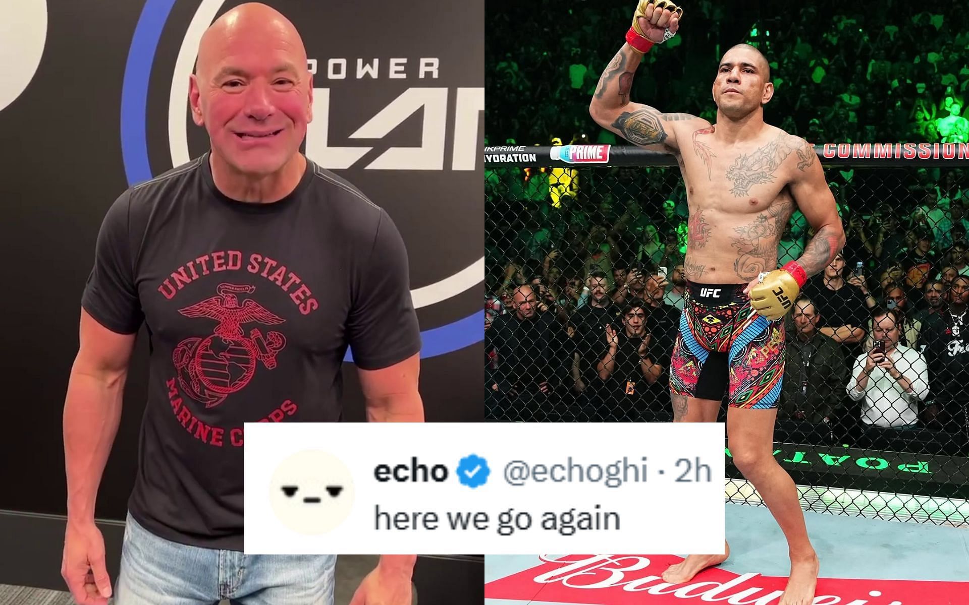 Fans react to Dana White (left) leaving Alex Pereira (right) off his list of the most dangerous UFC fighters. [Images courtesy: @danawhite and @ufc on Instagram]