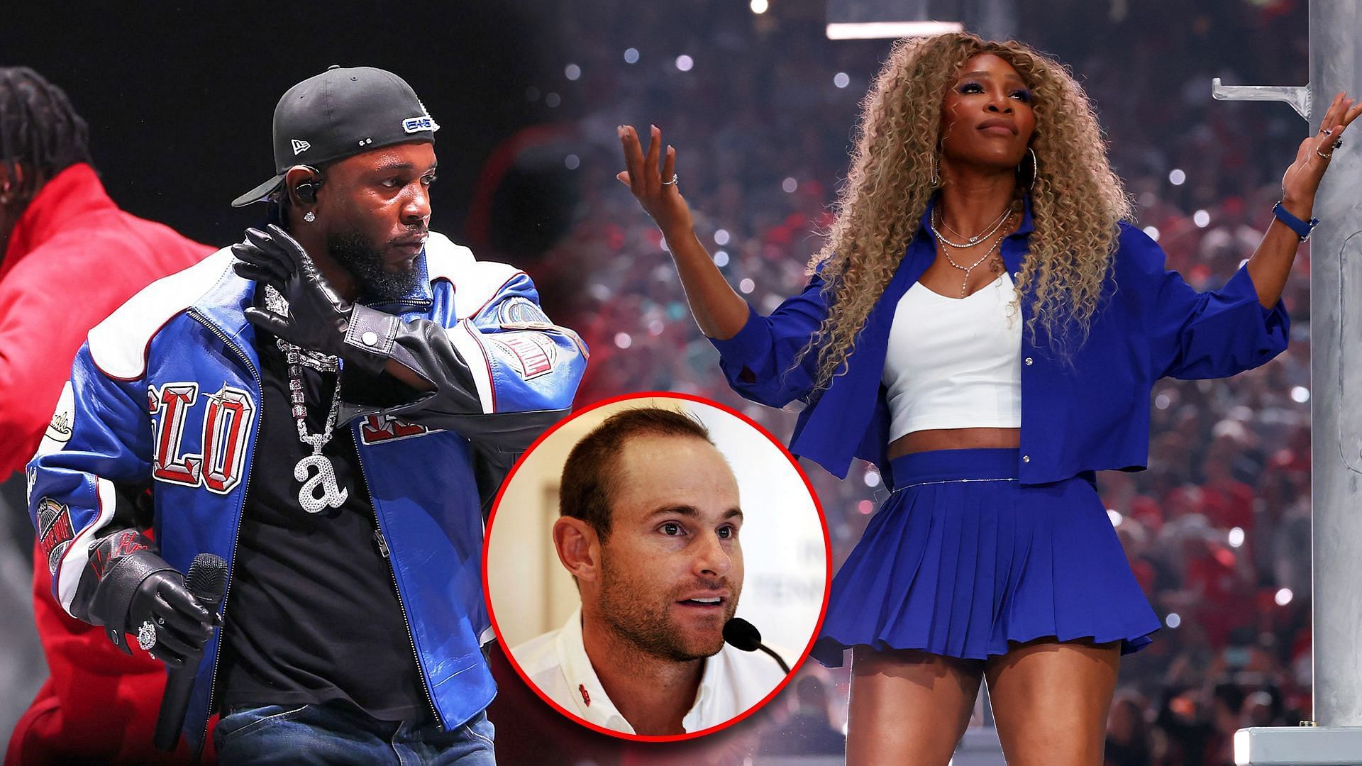 Kendrick Lamar (left), Serena Williams (right), Andy Roddick (bottom center), Sources: Getty