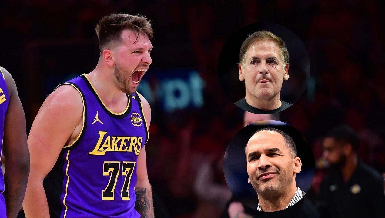 Mark Cuban reacts to emotionally charged Luka Doncic screaming at Mavericks bench after 3-point shot. (Image Credit: Imagn)