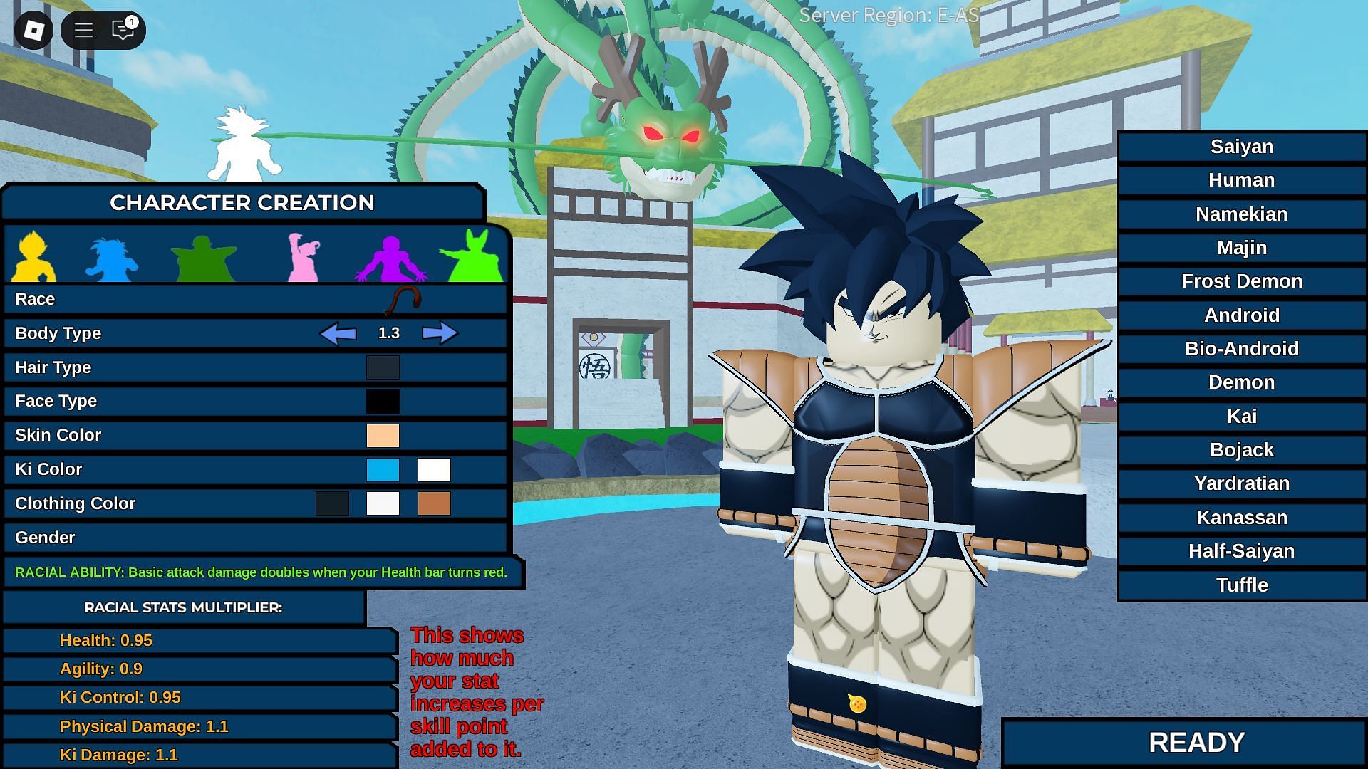 Character customization menu (Image via Roblox)