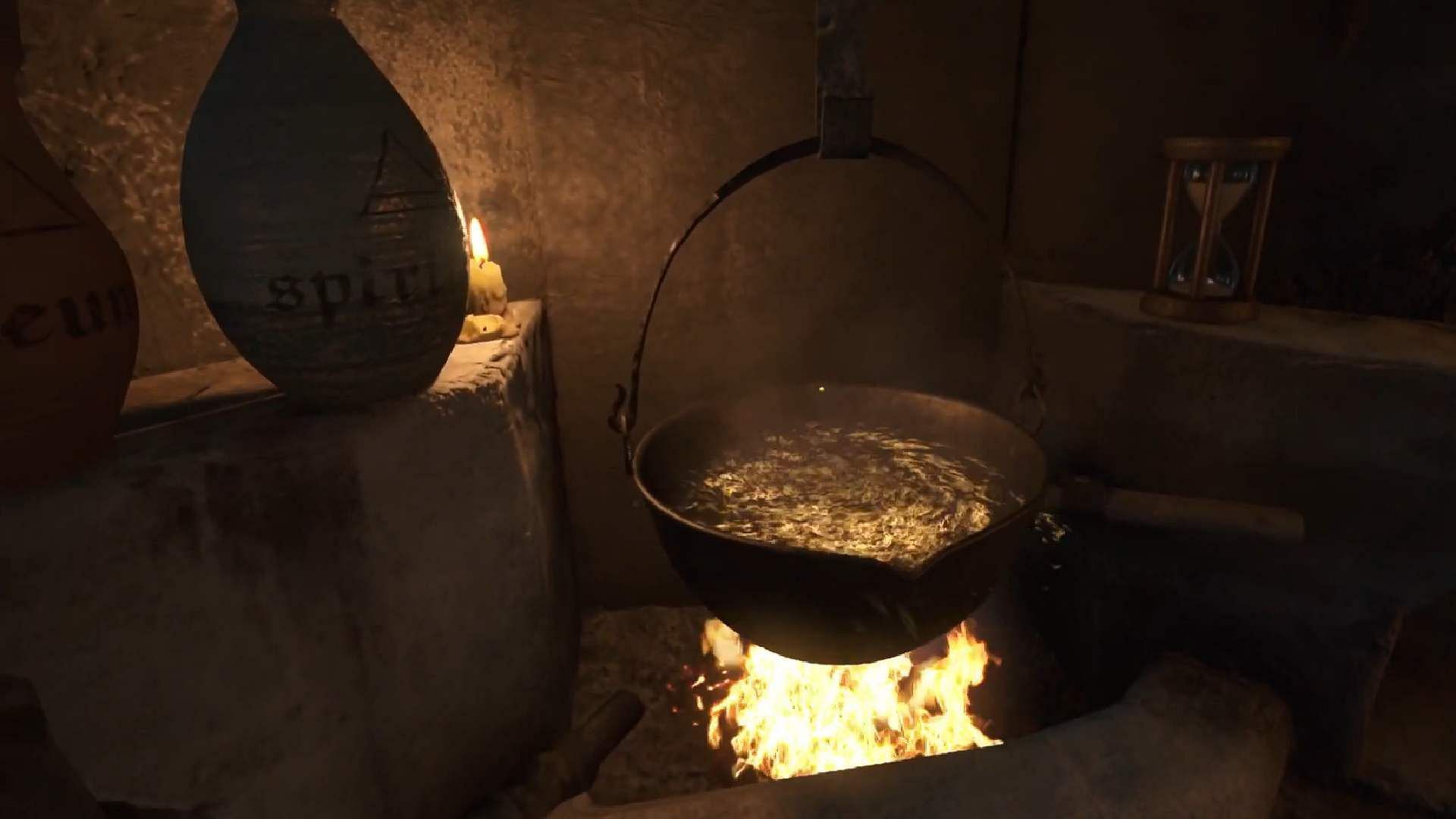 Preparing herbal potion (Image via Deep Silver/YouTube@Guides Gamepressure)