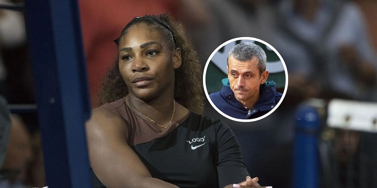 Serena Williams (left), Carlos Ramos (right inset), Sources: Getty