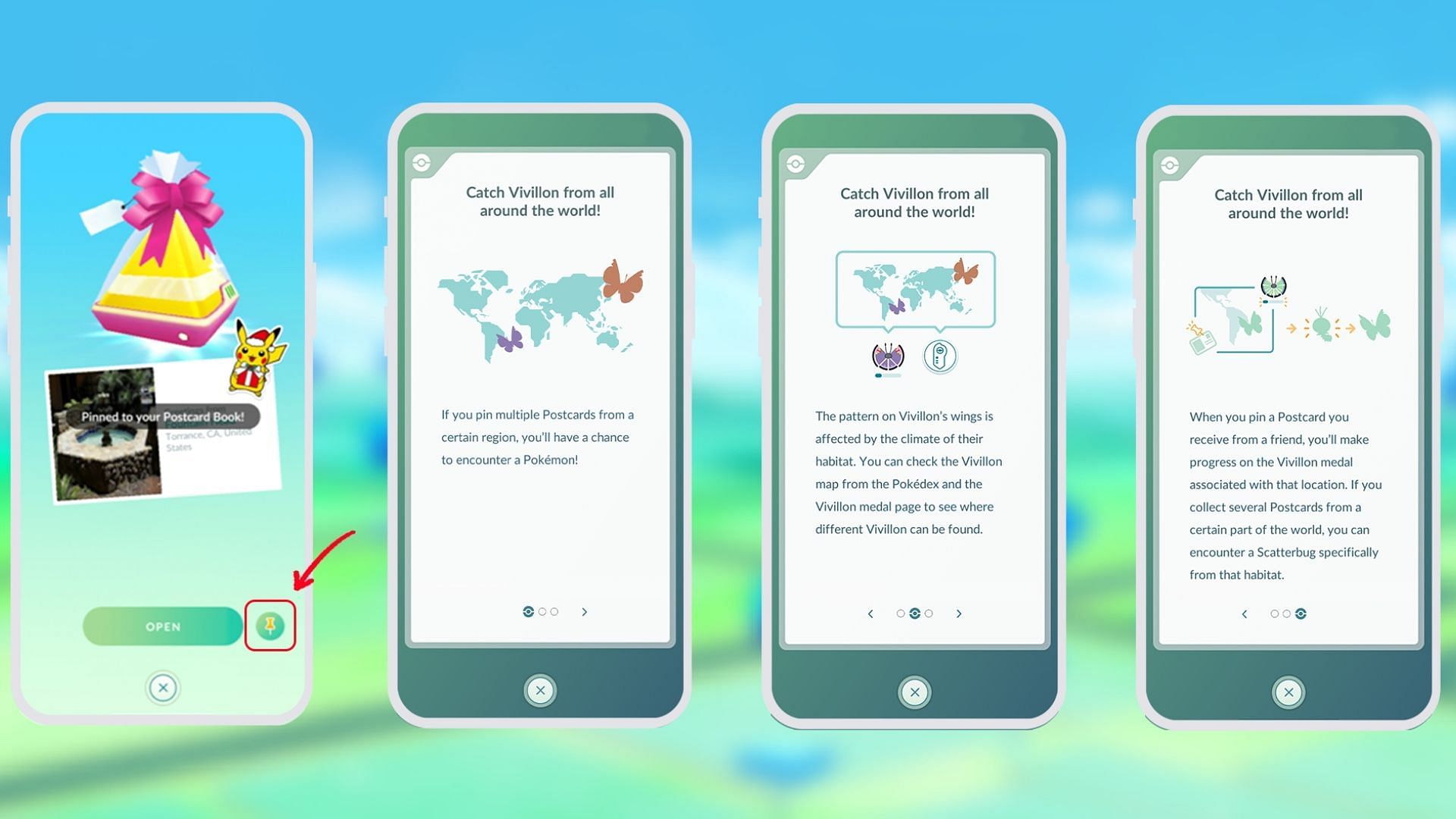 How to pin Postcards in the game (Image via Niantic)