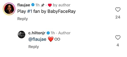 Flau'Jae Johnson comments on boyfriend Chris Hilton Jr.'s IG post