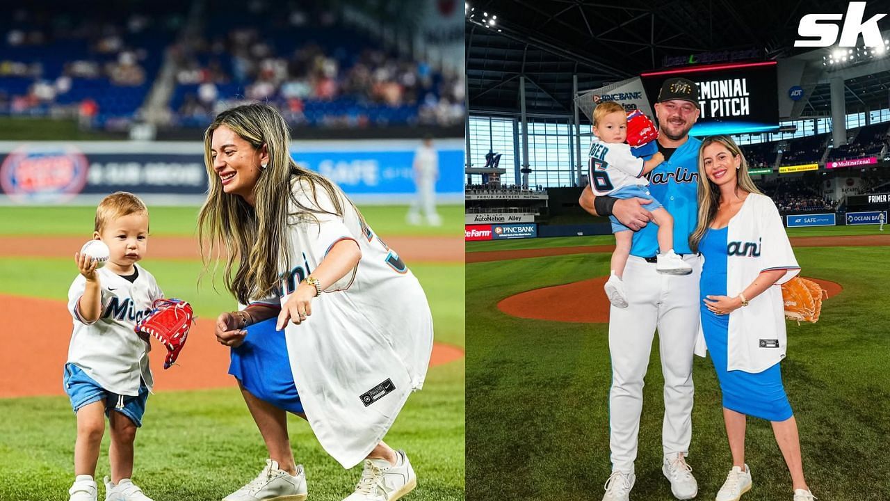 Jake Burger melts hearts as he homers wearing daughter