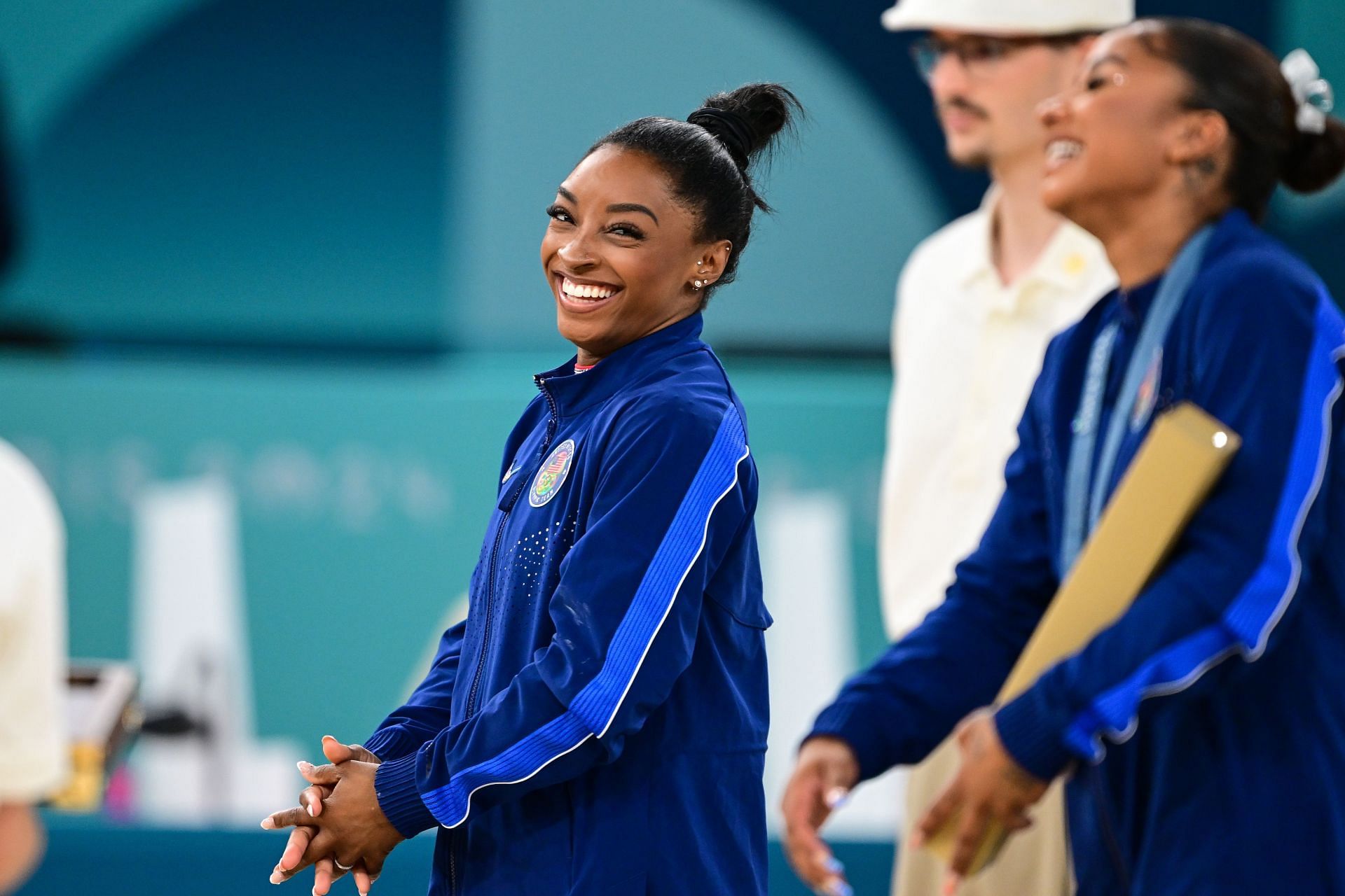 Simone Biles and Rebeca Andrade at the Paris Olympics (Photo: Getty Images)