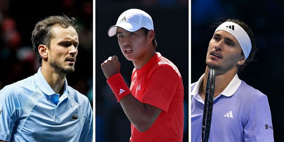 Daniil Medvedev (left), Learner Tien (center), Alexander Zverev (right), Sources: Getty