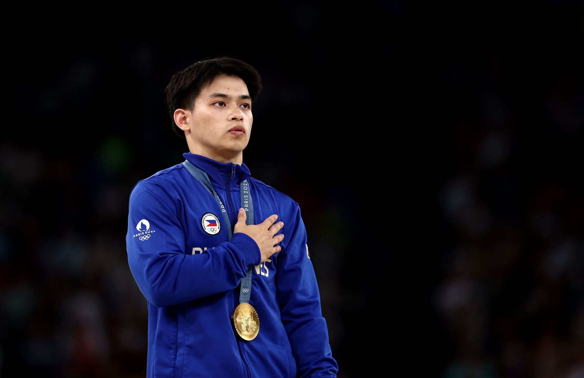 Carlos Yulo celebrating his win at the Olympic Games Paris 2024: Day 8 - (Source: Getty)