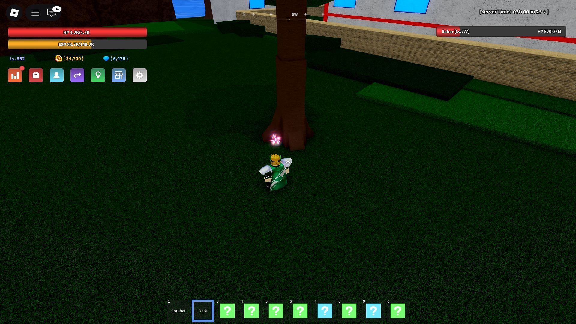 This Haki is behind the tree (Image via Roblox)